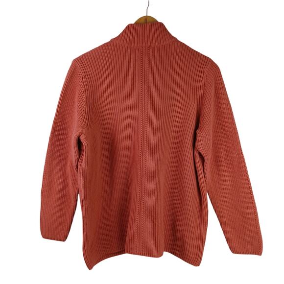 Coldwater Creek Women's SZ L 100% Cotton Shaker Detail Button Cardigan In Spice - Picture 4 of 5